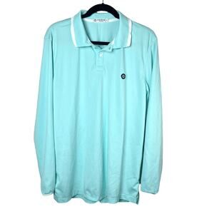 Sun50 Men's Long Sleeve Pique Sun Protection Polo Shirt UPF 50+ Seafoam Sz L
